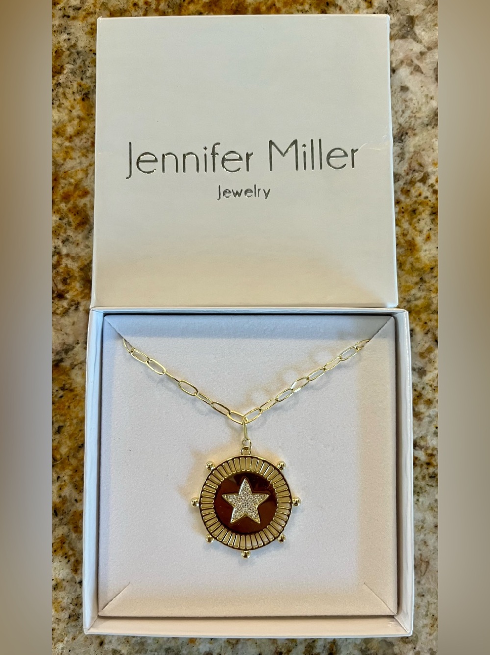 Jennifer Miller Gold-Plate Pave Star Medallion Necklace -NWT